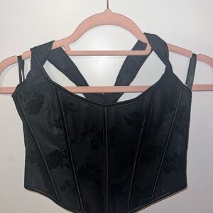 Black Floral Corset Top